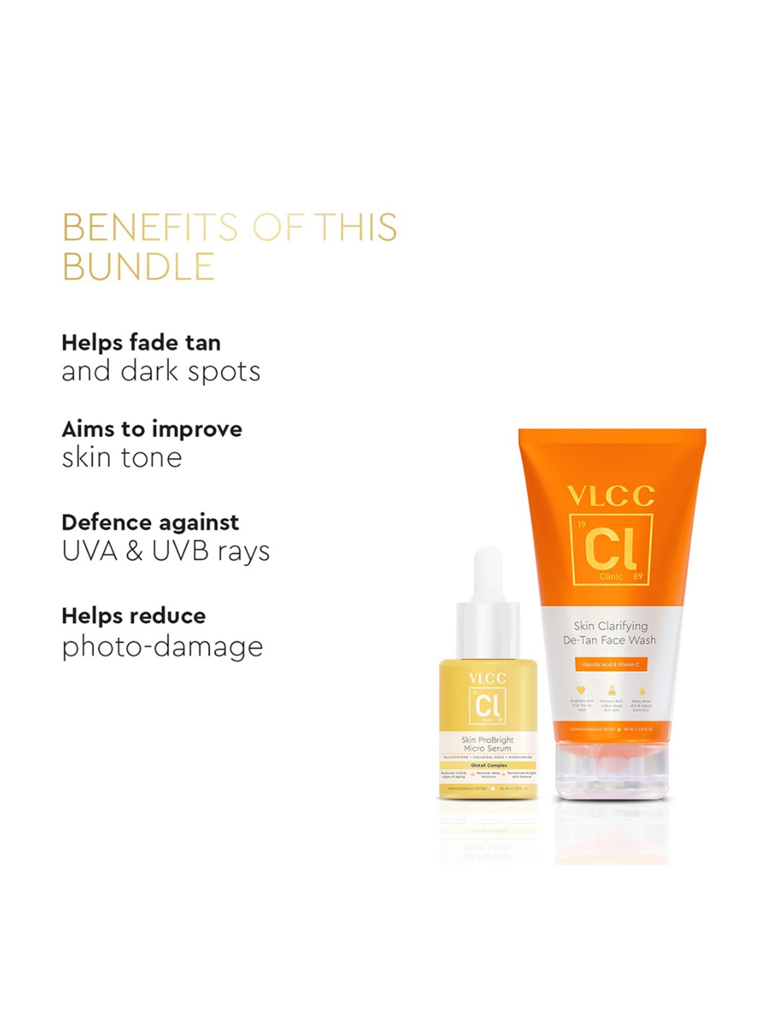 VLCC Clinic Skin Clarifying De-Tan Face Wash & ProBright Micro Serum Combo