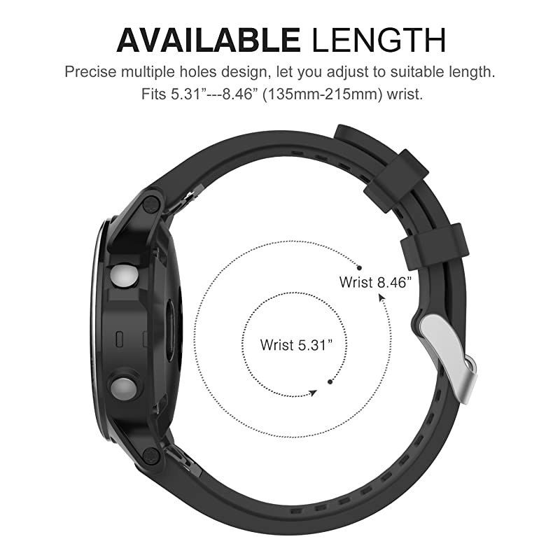 Band Compatible with Garmin Fenix 6SFenix 6S ProFenix 5SFenix 5S PlusNOT FIT Fenix 5 5X Soft Silicone Replacement Watch Band Strap Black