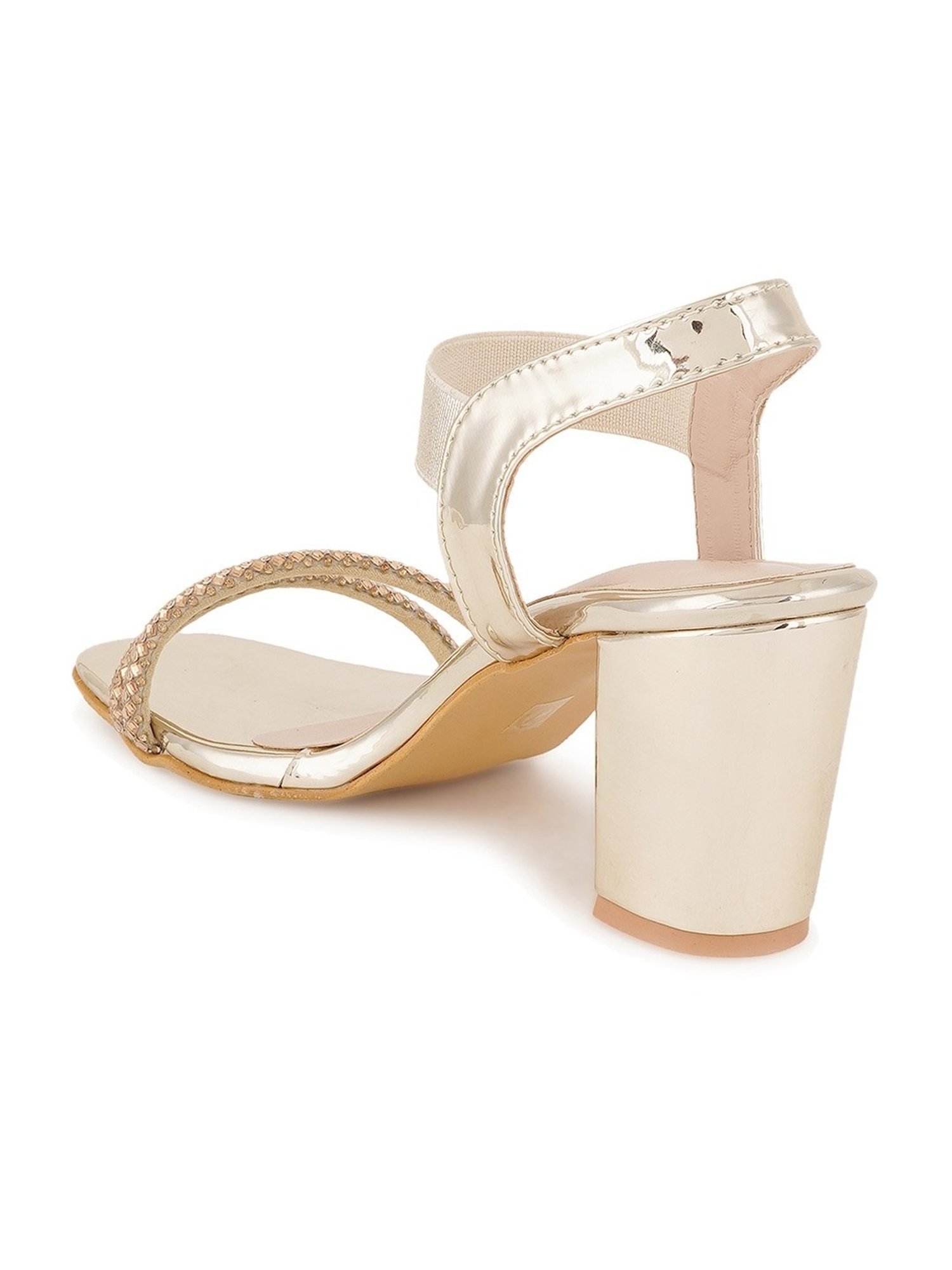 Scentra Women's Golden Ankle Strap Sandals