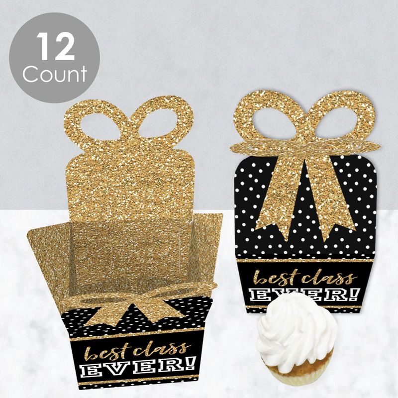 Big Dot of Happiness Reunited - Square Favor Gift Boxes - School Class Reunion Party Bow Boxes - Set of 12