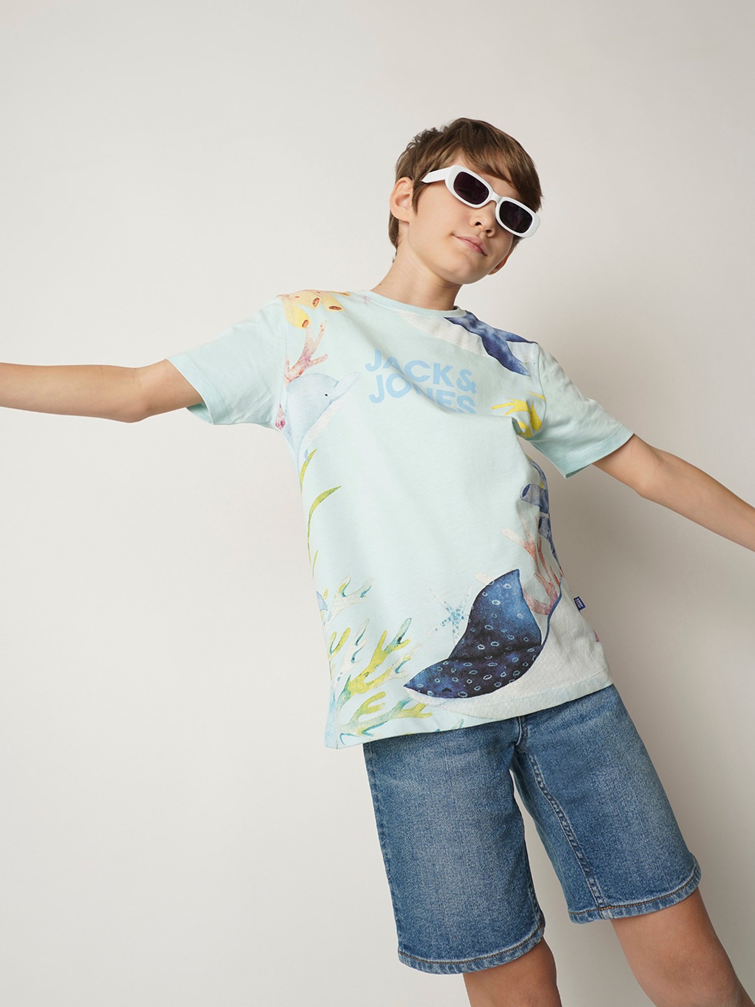 Jack & Jones Junior Light Blue Printed T-Shirt