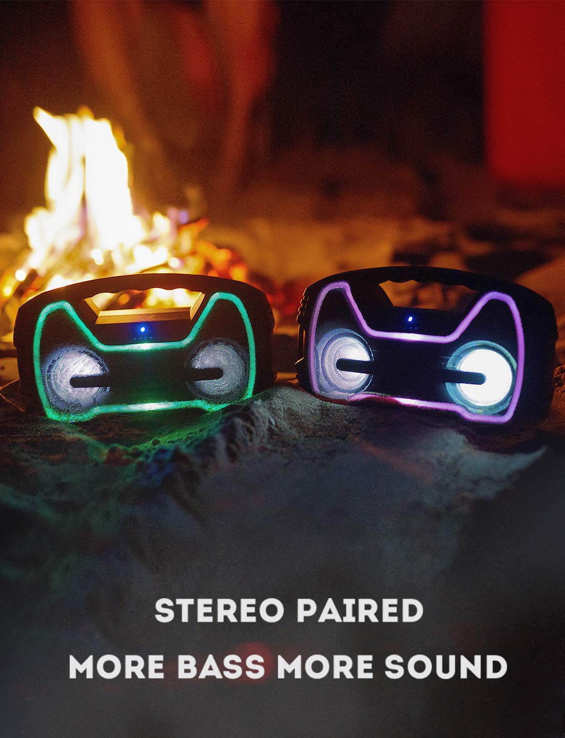 AOMAIS 25W Bluetooth Speakers with HD Stereo Sound & Deep Bass, Portable Outdoor Wireless Stereo Pairing Speaker, IPX7 Waterproof, Built-in Mic, 100ft Bluetooth Range for Party, Camping, Travel-Black