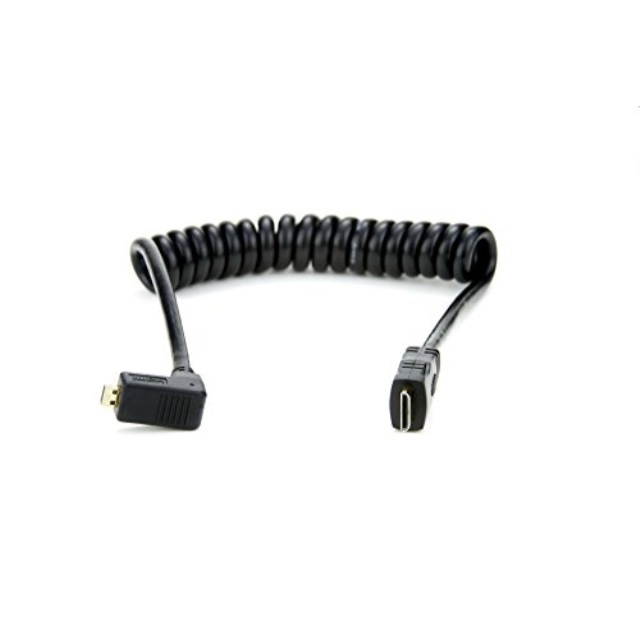 Atomos 11.81"/30cm Coiled Right Angled Micro HDMI to Straight Mini HDMI Cable