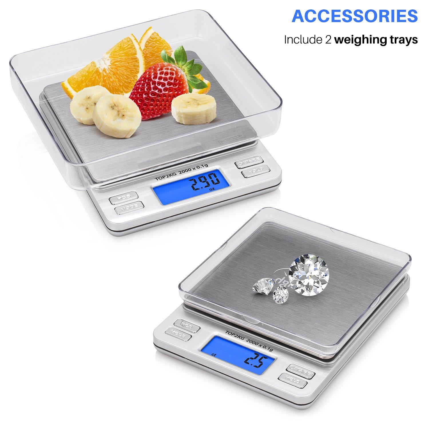 Smart Weigh Digital Pro Pocket Scale with Back-Lit LCD Display, Silver