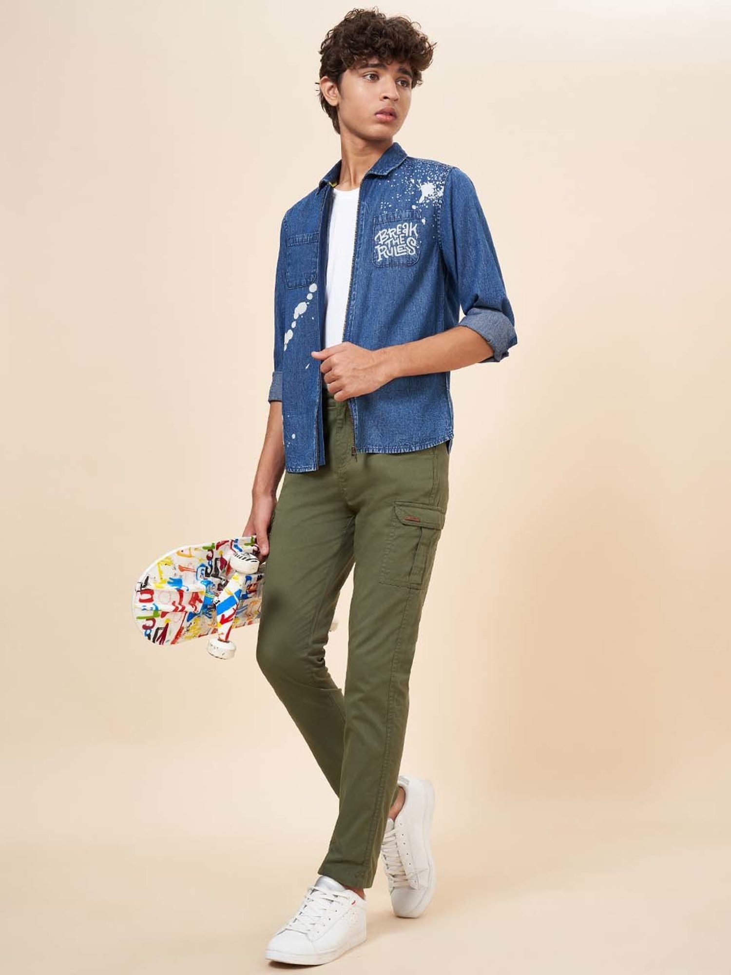 Coolsters by Pantaloons Boys Olive Cotton Regular Fit Trousers