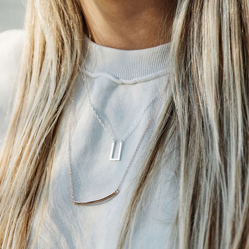 Sanctuary Project Thin Curved Bar Necklace Rose Gold