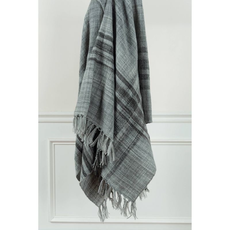 50"x60" Plaid Throw Blanket Gray - Rizzy Home