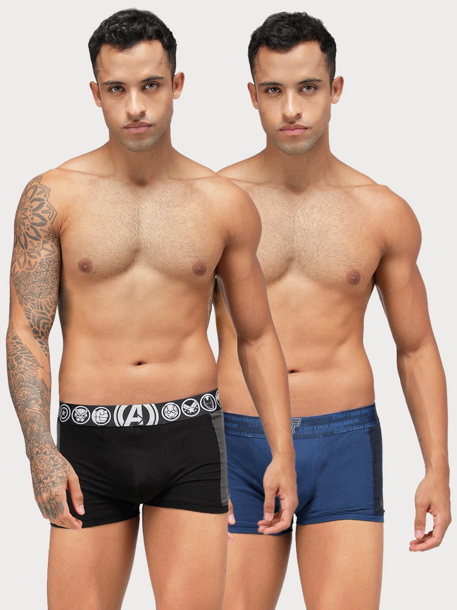 Zoiro Black Jaspe & Navy Jaspe Regular Fit Trunks - Pack Of 2