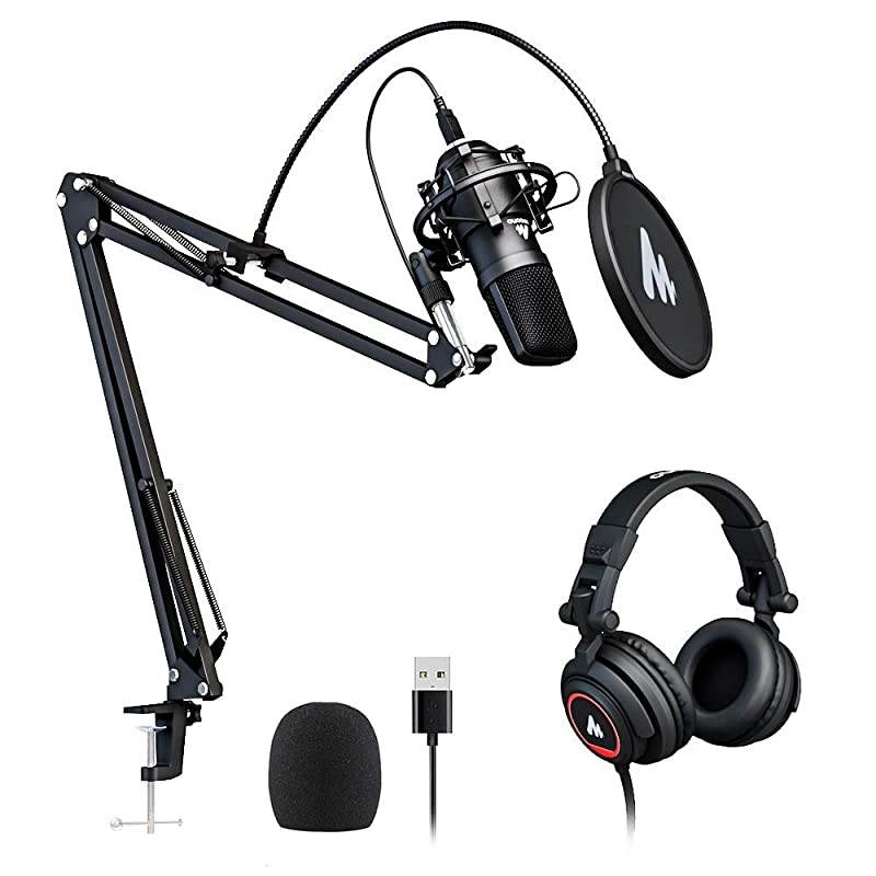 USB Microphone with Studio Headphone Set 192kHz24 bit  AUA04H Vocal Condenser Cardioid Podcast Mic for Mac and Windows YouTube Gaming Livestreaming Voice Over