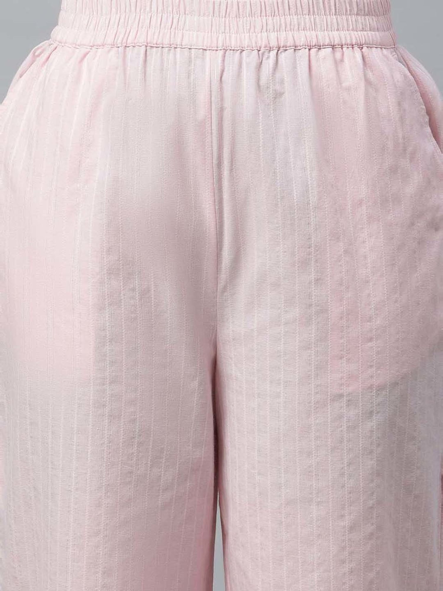 Aurelia Pink Cotton Striped Kurta Palazzo Set