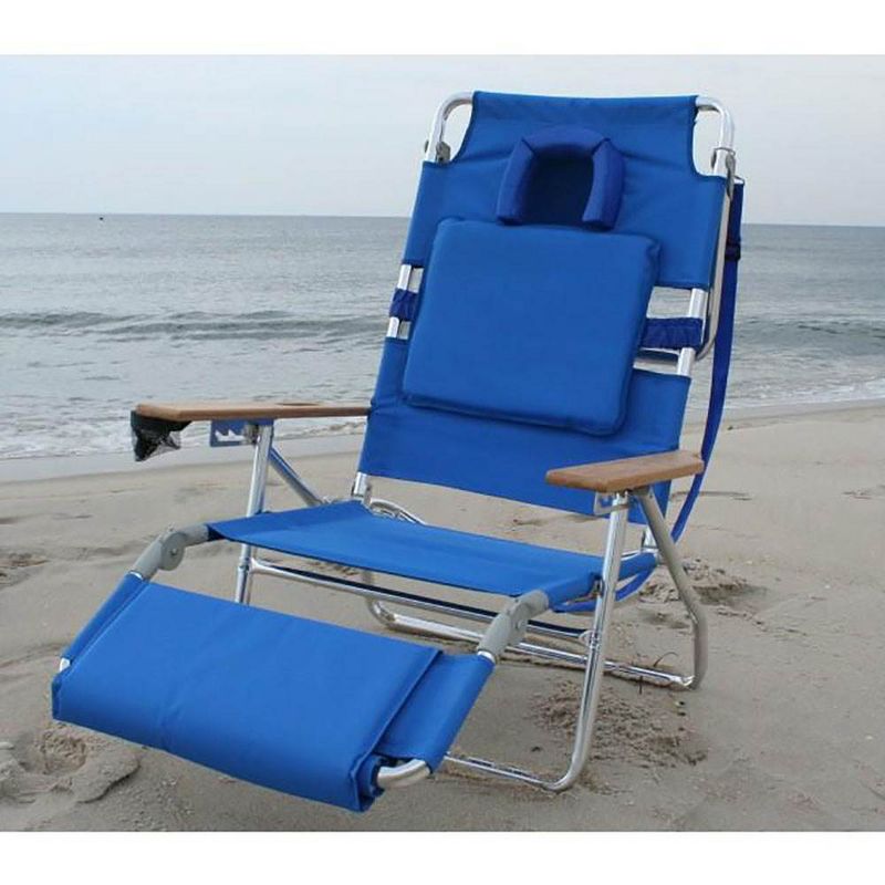 Ostrich Deluxe Padded 3-N-1 Outdoor Lounge Reclining Beach Chair, Blue