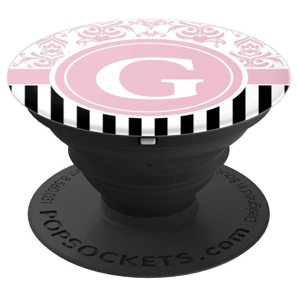 Monogram Pop Socket G Pink Damask Letter G - PopSockets Grip and Stand for Phones and Tablets