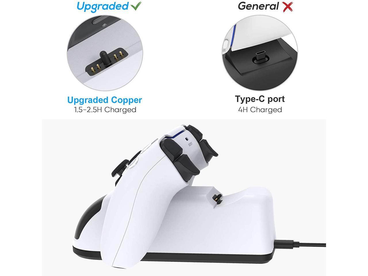 PS5 Charging Station, PS5 Controller Charger Station for Dualsense Controller, Upgrade PS5 Controller Charger, Dual Playstation 5 Charging Station - White