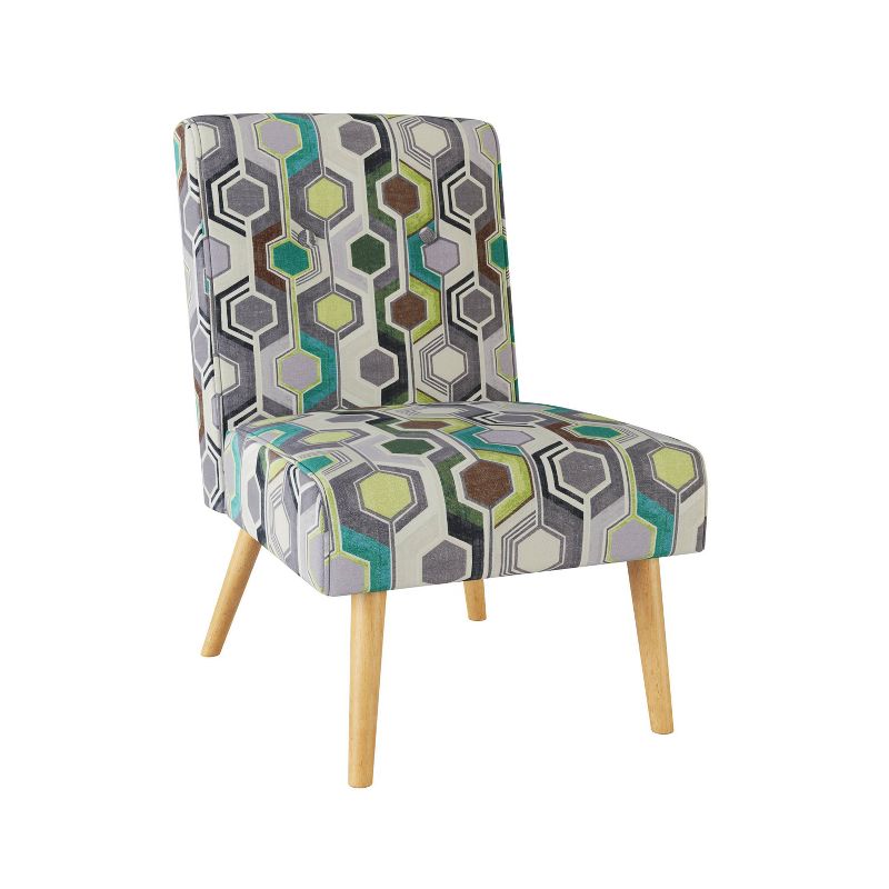 Webster Button Tufted Armless Chair Beehive Print Green - Handy Living