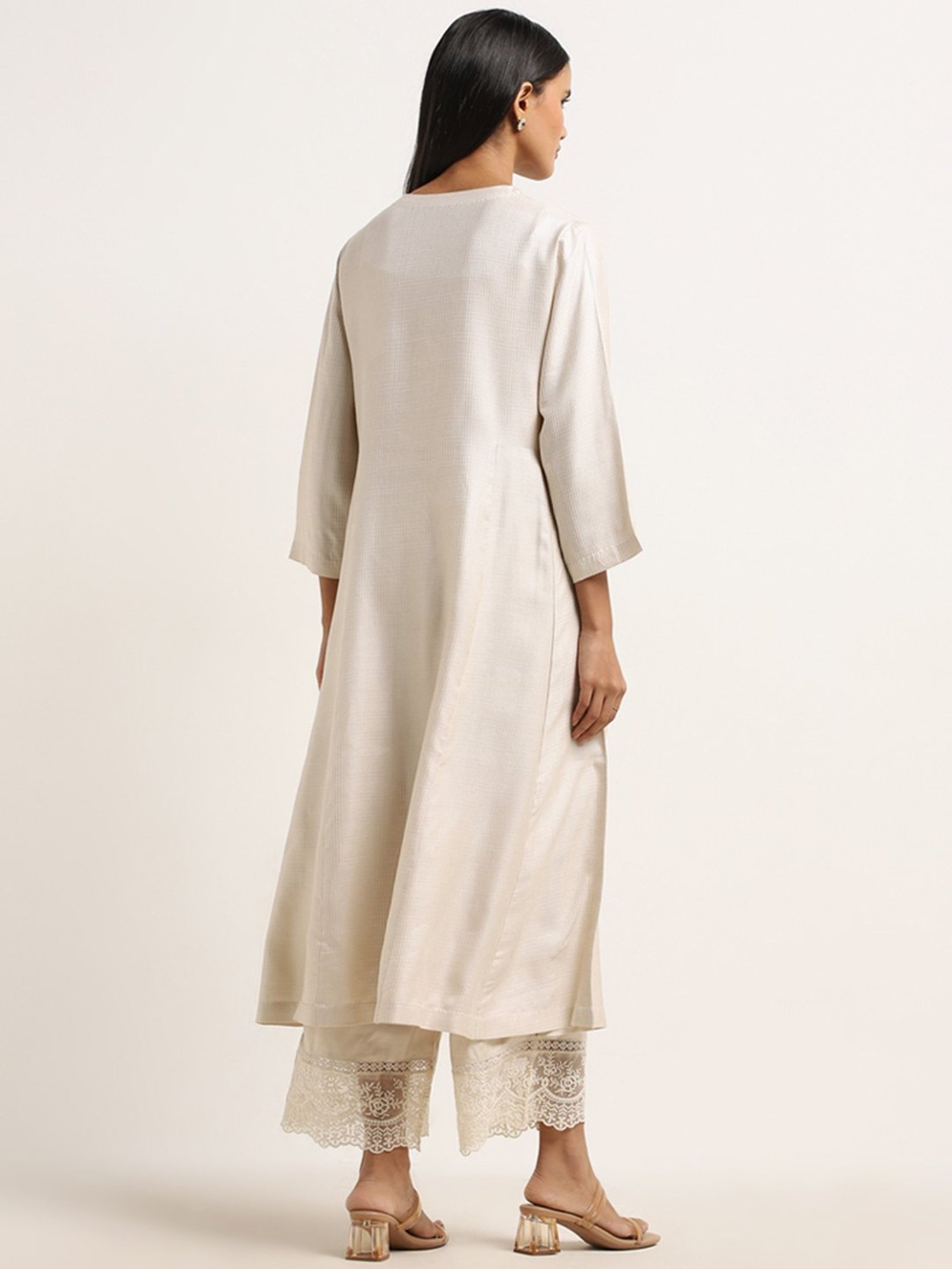 Zuba by Westside Light Beige A-Line Cotton Kurta