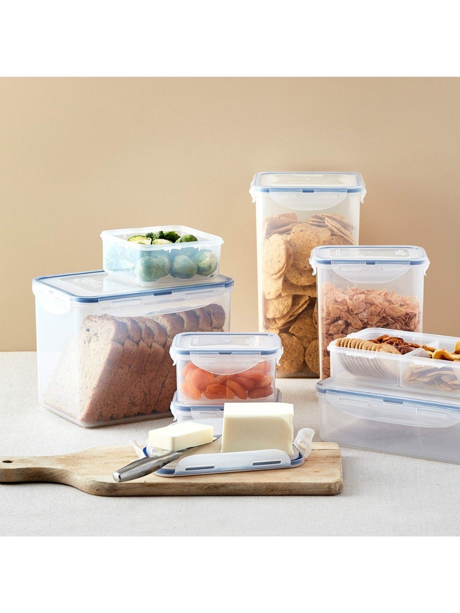 Lock & Lock Transparent Plastic Rectangular Bread Box with Divider