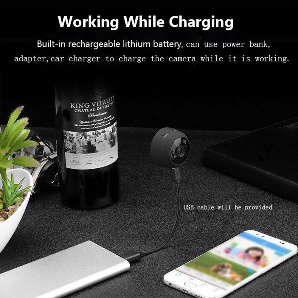 Mini Spy Camera WiFi HD 1080P 150&deg; Wide-Angle Lens Night Vision Motion Detection Portable Nanny Hidden Cameras with 360&deg; Magnetic Bracket