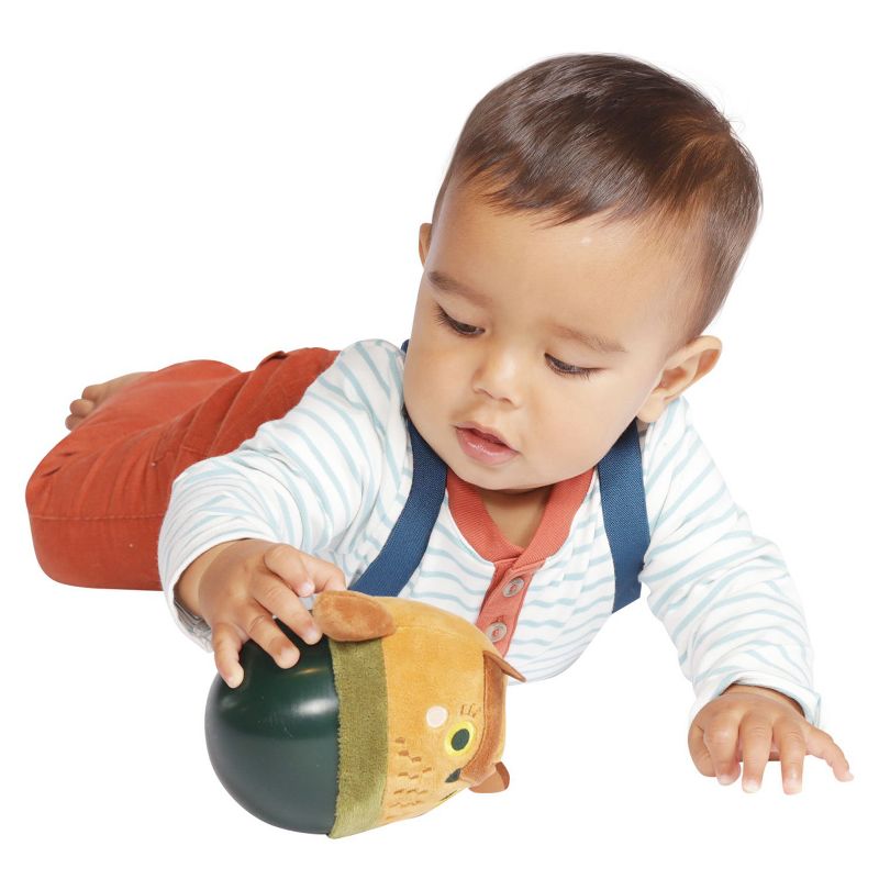 Manhattan Toy Wobbly Bobbly Owl Weighted, Soft Silicone Wobble Ball with Embroidered Plush Baby & Toddler Toy