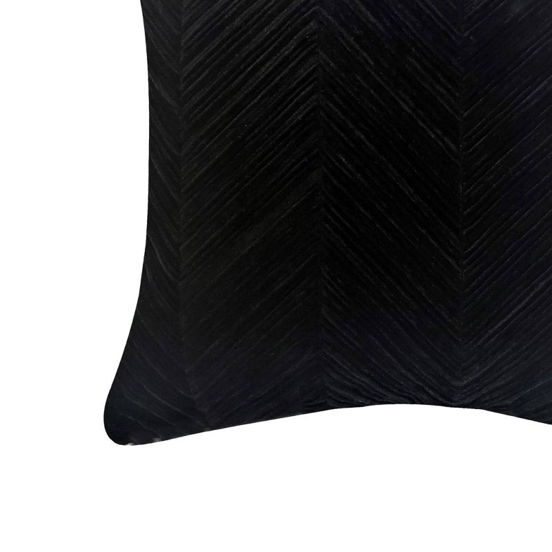 Chevron Velvet Throw Pillow Black - Edie@Home