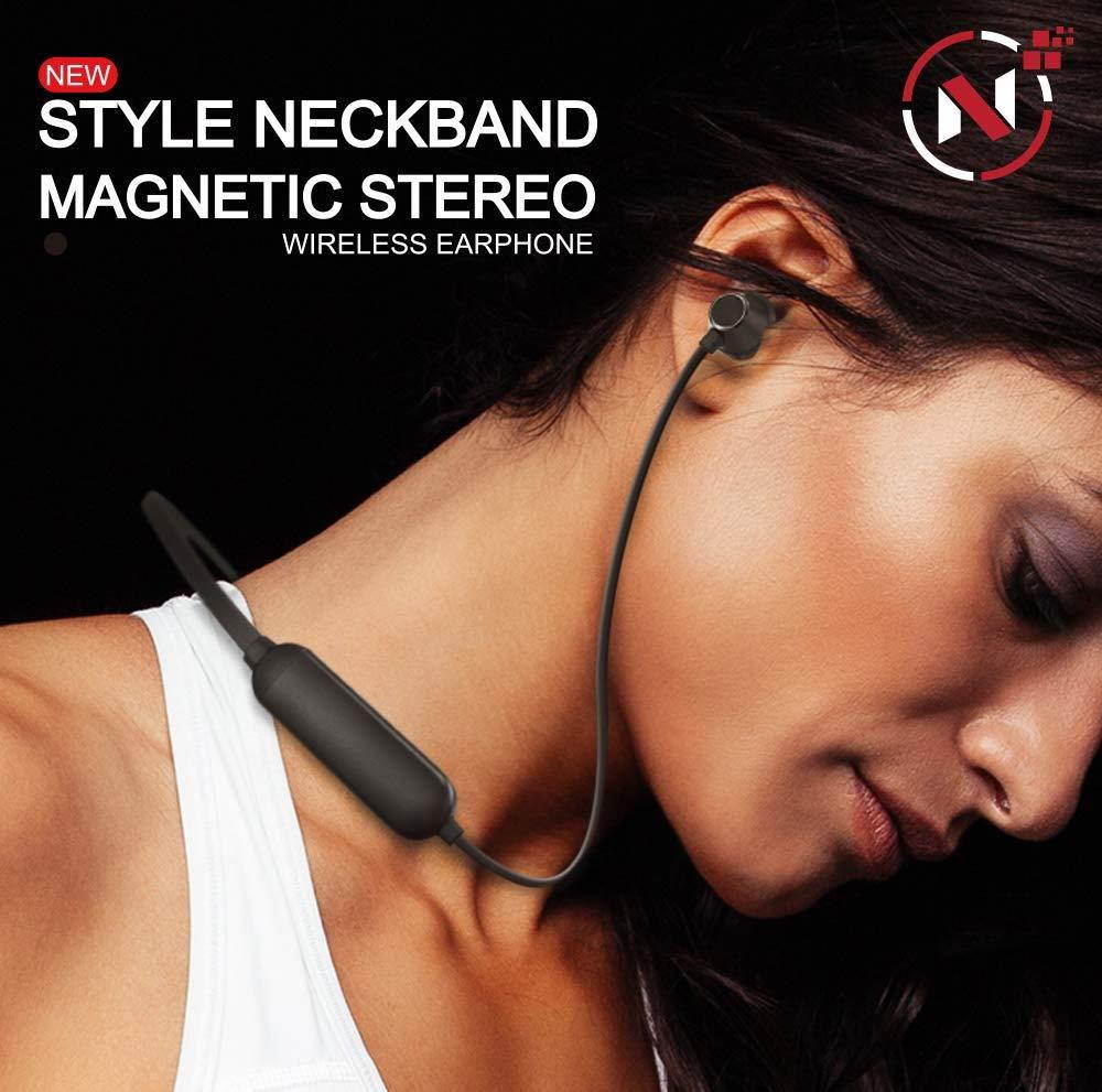 NOCORD Electronics Bluetooth Headphones Wireless Earbuds with Magnetic Neckband | HD Stereo w/Mic Waterproof Headset for Gym Running Workout
