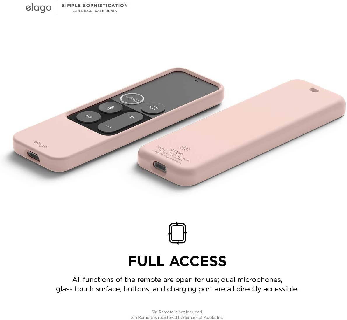 elago R2 Slim Case Compatible with Apple TV Siri Remote 1st Generation (Sand Pink) - Slim Design, Scratch-Free Silicone, Shock Absorption, Full Access