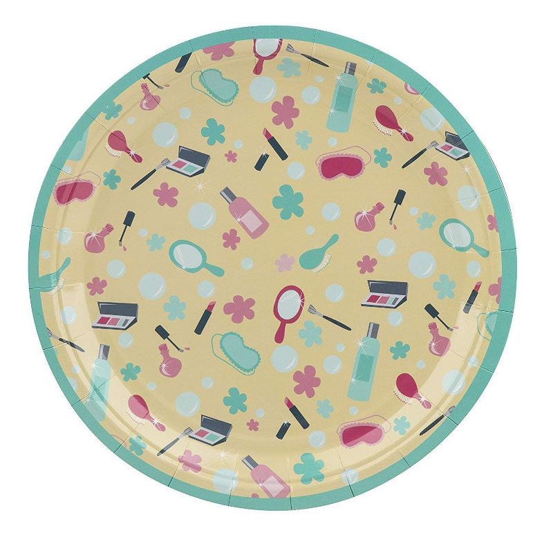 Blue Panda 80-Count Disposable Paper Plates, Spa Party Supplies Kids Birthdays Round 9"x9"