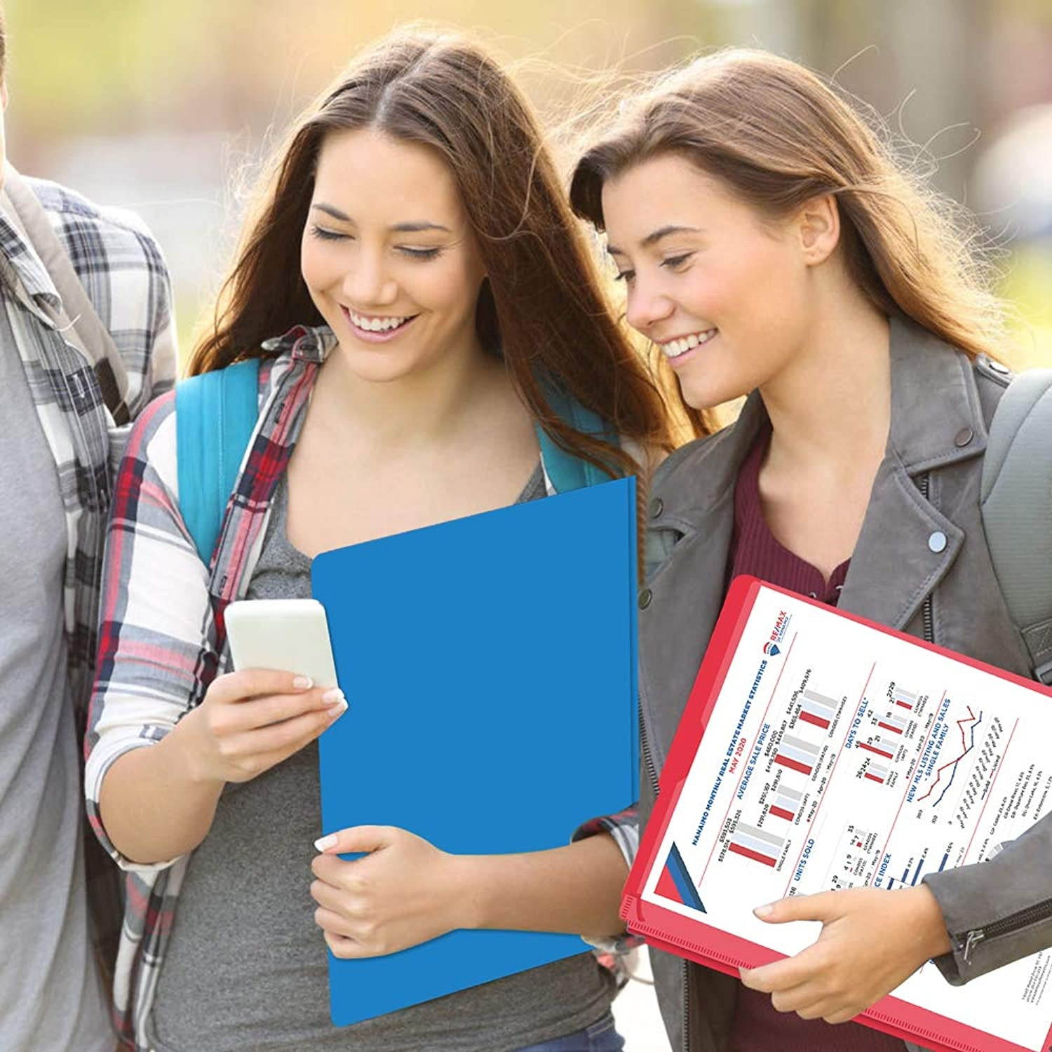 WOT I for 2 Pocket Folders with Clear Front Pocket-8 Pack and 3 Prong Folders Letter, Heavy Duty Folders Customizable Cover, Suitable for School, Home, and Work