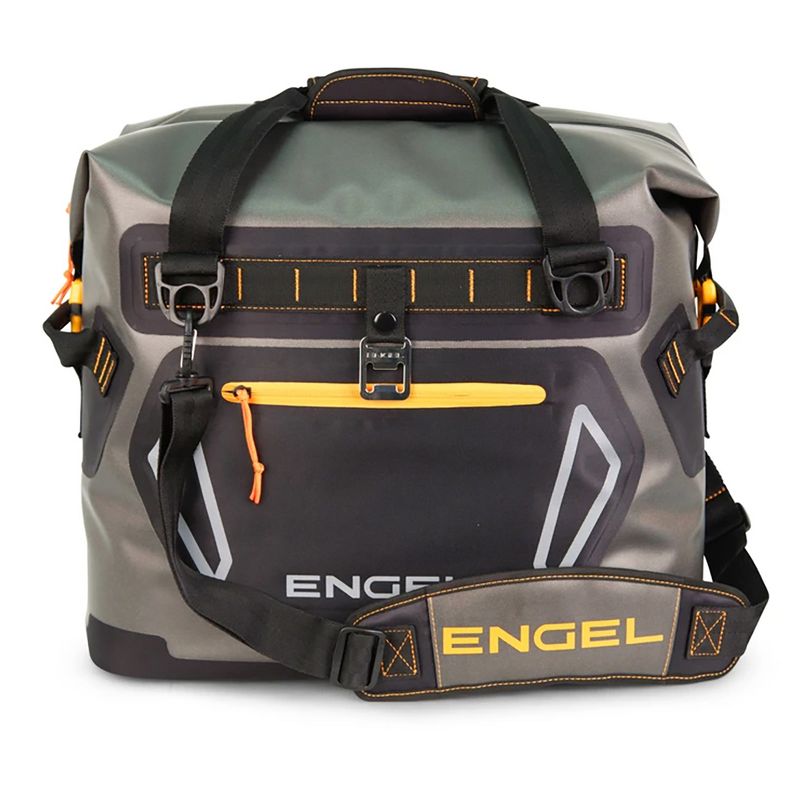 Engel Portable Waterproof Heavy-Duty Foam Insulated Soft-Sided Cooler Bag with Padded Adjustable Strap, Front Pocket, Orange