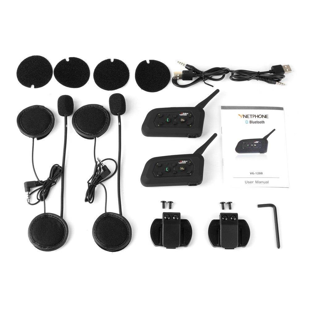 VNETPHONE V6-1200 Bluetooth Motorcycle Communicator 2-in-1 Helmet Intercom Headset with Mic Interphone for 6 Riders