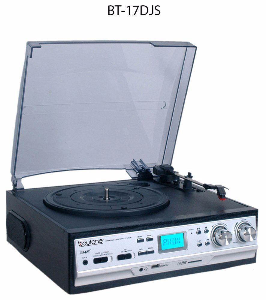 Boytone Bundle BT-17DJS 3-speed Stereo Turntable, with 2 extra ceramic needles, Belt Drive, 2 built in Speakers
