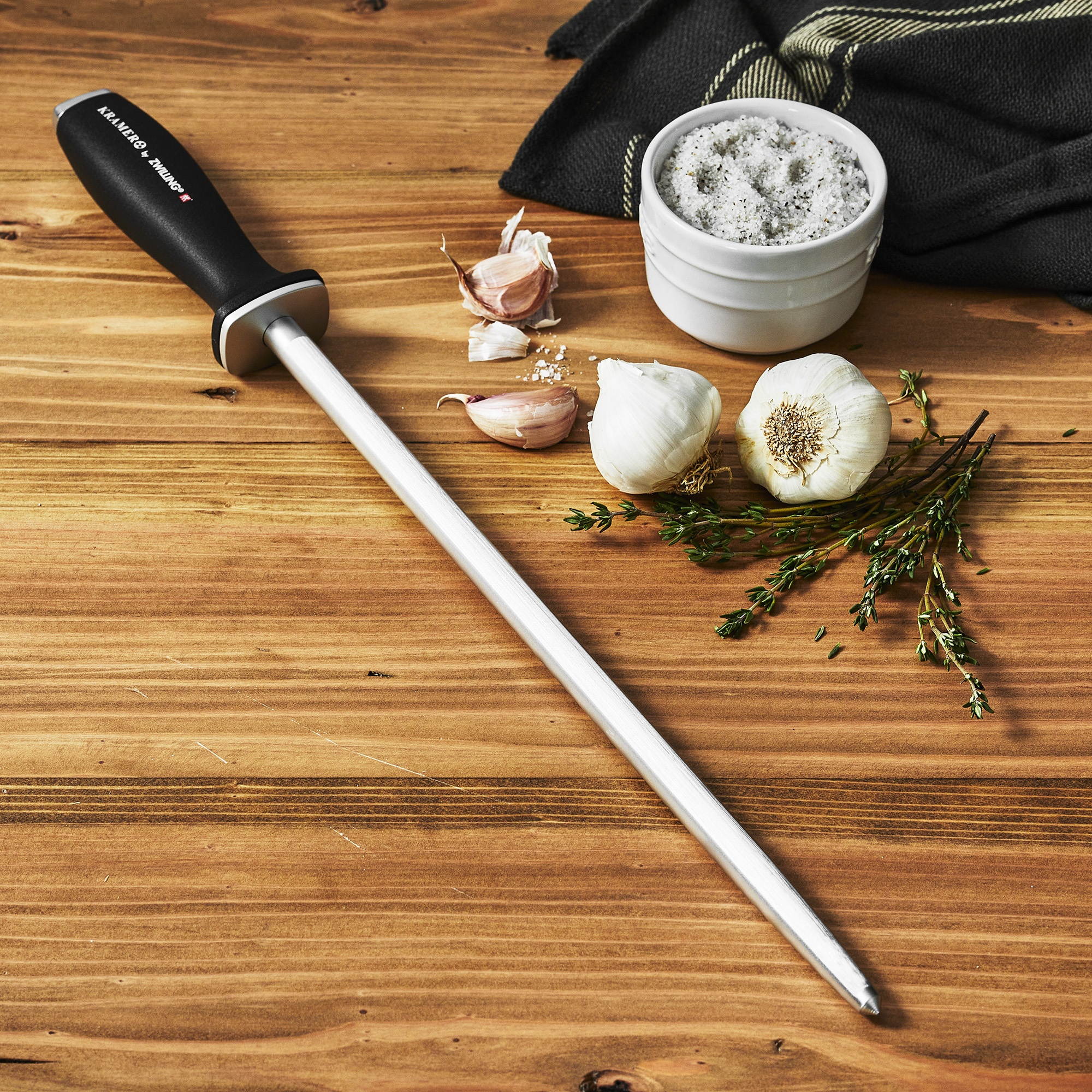 KRAMER by ZWILLING 12-inch Double Cut Honing Steel with Plastic Handle