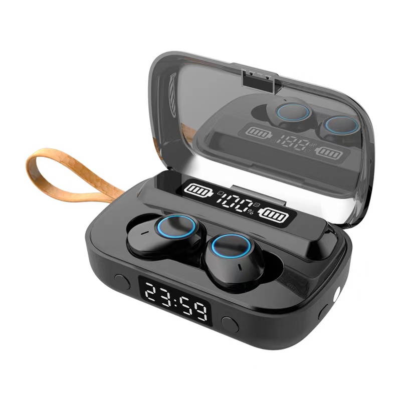 Bluetooth5.1 ture wireless earbuds TWS Deep Bass Earphone, 100H Playtime with LED charging case,IPX7 Waterproof Headset,Touch control & Built-in Mic for Run/Workout/Gym, with Clock alarm/flashlight