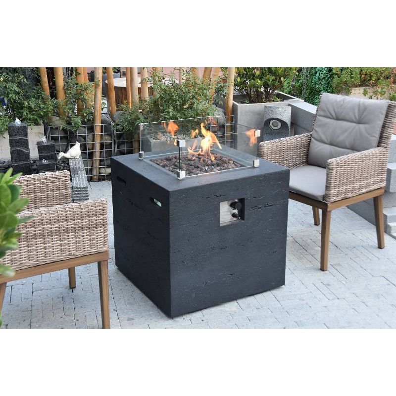 Ellington 27" Outdoor Fire Pit Propane Table Backyard Patio Heater - Dark Gray - Elementi