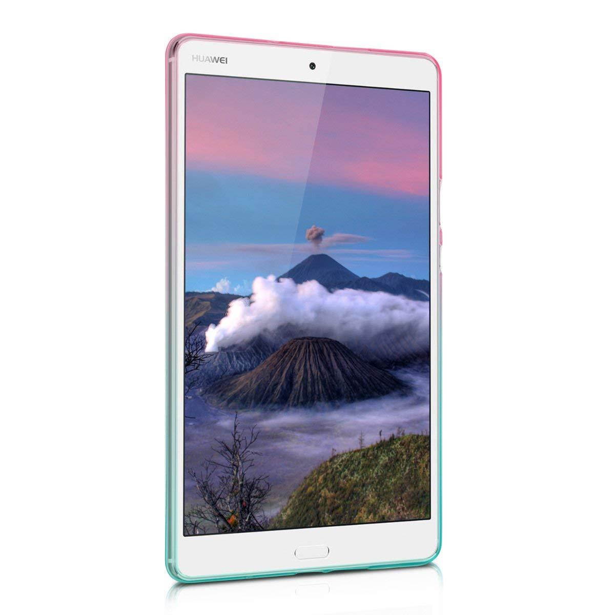 kwmobile TPU Silicone Case for Huawei MediaPad M3 8.4 - Soft Flexible Shock Absorbent Protective Cover - Dark Pink Blue Transparent