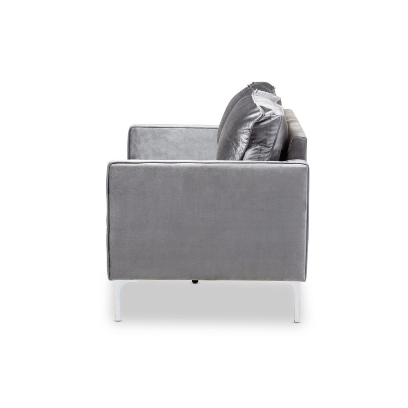 Clara Velvet Fabric Upholstered 2 Seater Loveseat Gray - BaxtonStudio