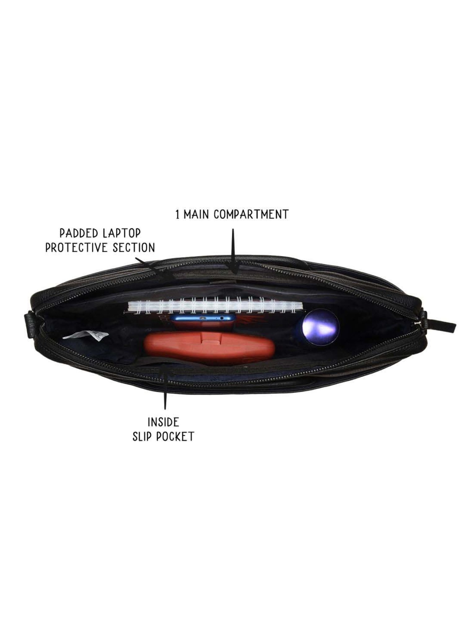 Baggit Black PU Solid Laptop Messenger Bag