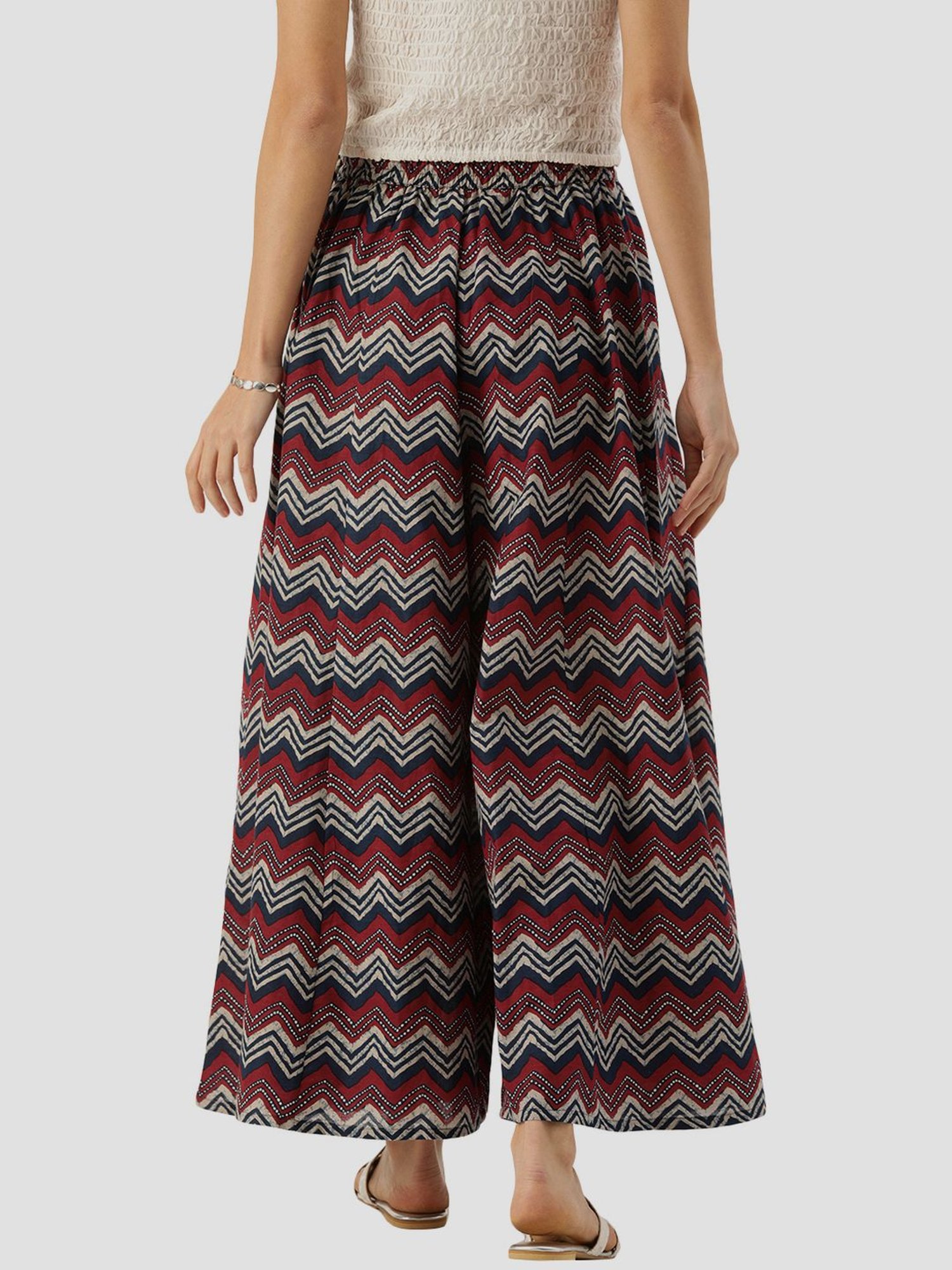 KSUT Brown & Blue Cotton Printed Palazzos