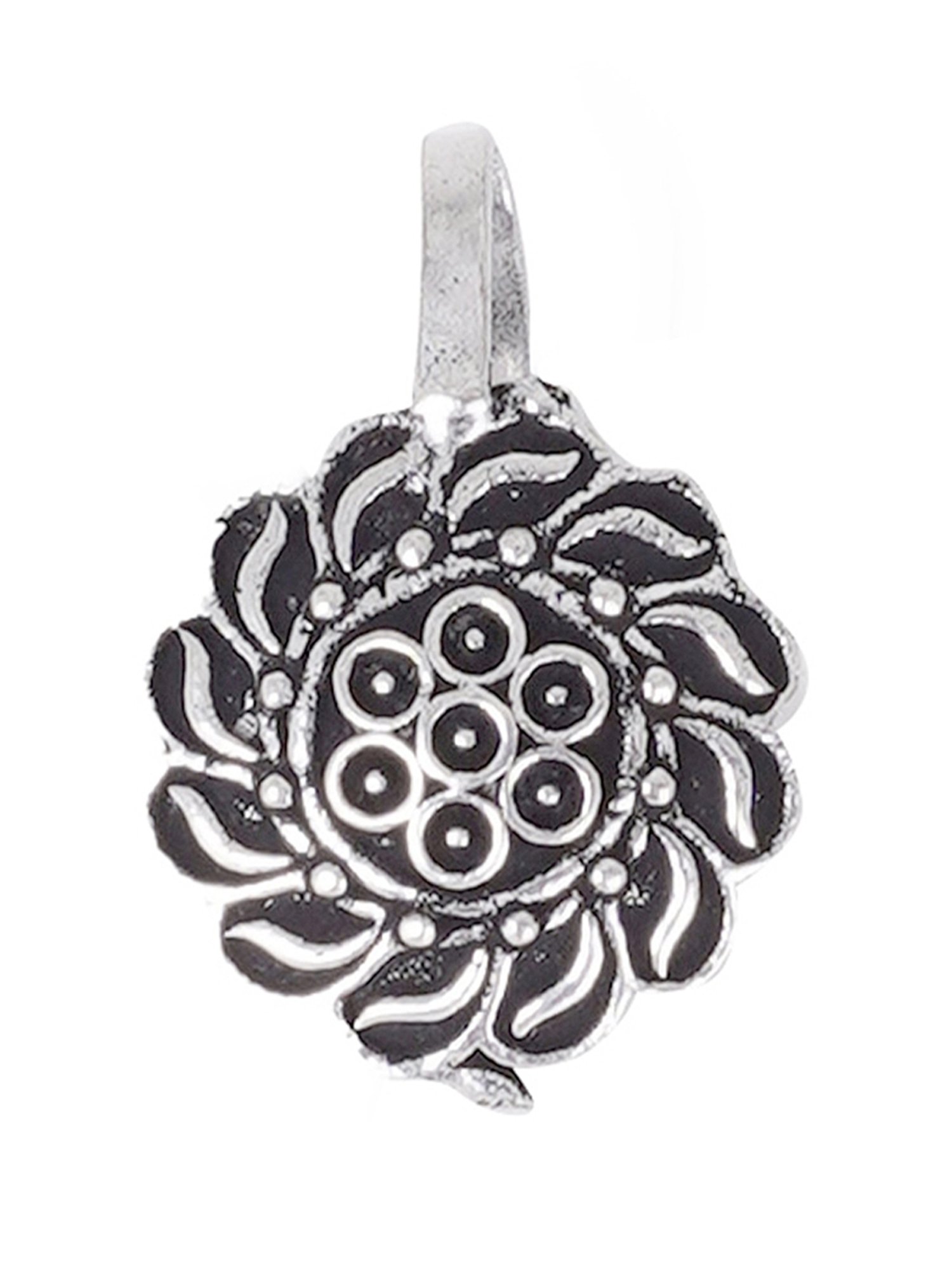 Teejh Ethnic Durva Silver Oxidized Nose Pin for Women