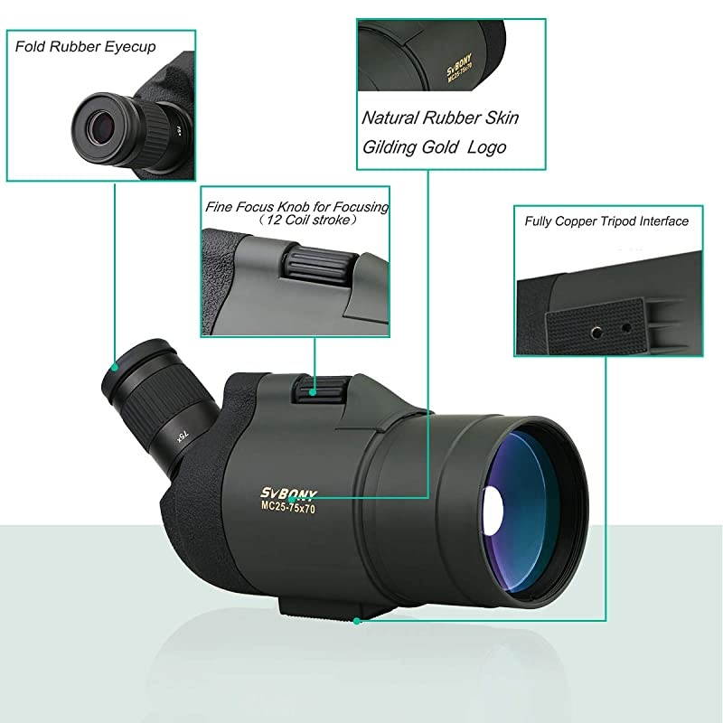 SV41 Spotting Scope Mak with Tripod Waterproof 2575x70 Mini Compact Small  Shooting Birdwatching Travel Telescope Applicable for both terrestrial and Astronomical Use
