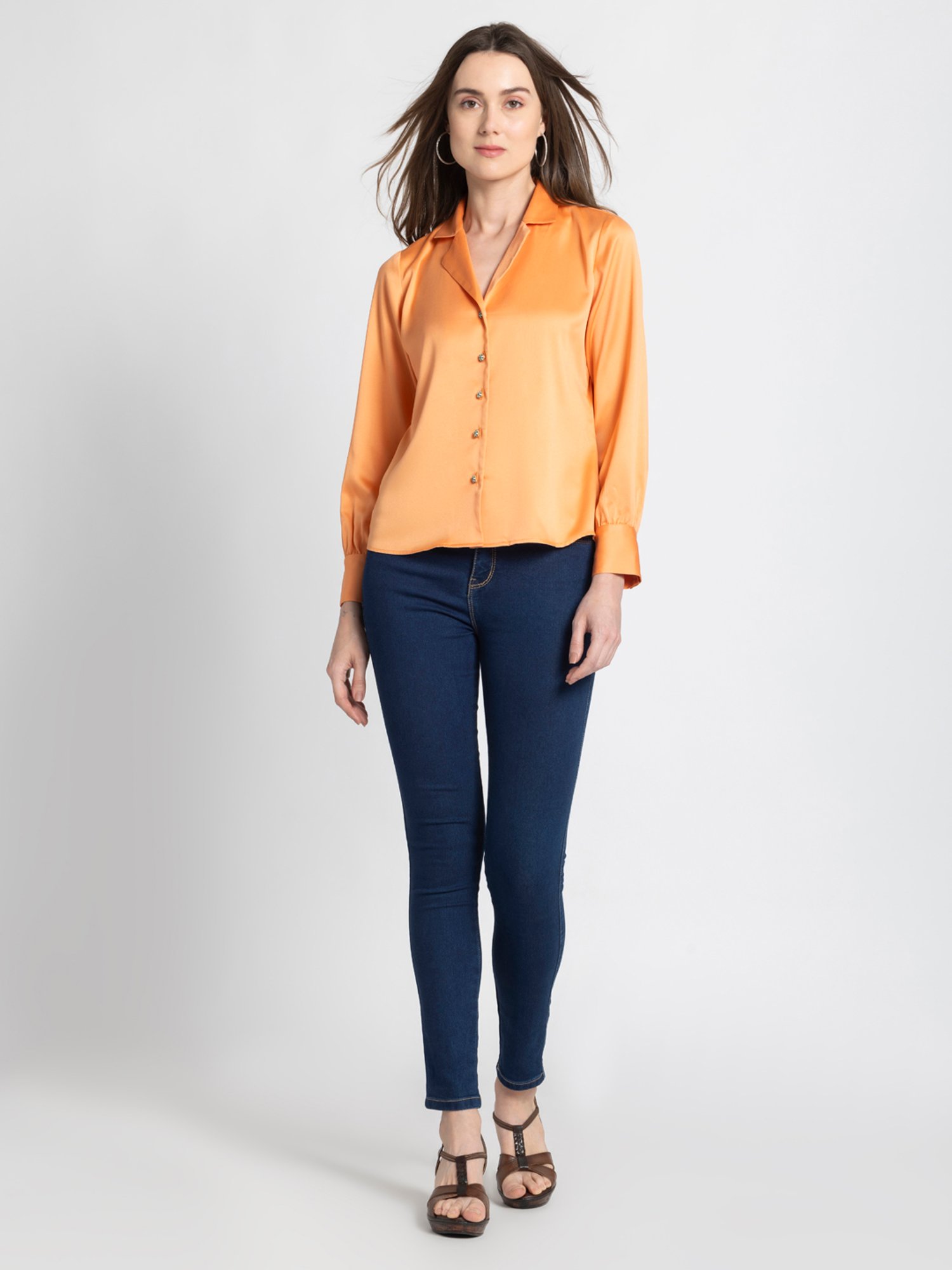 SHAYE Orange Regular Fit Top