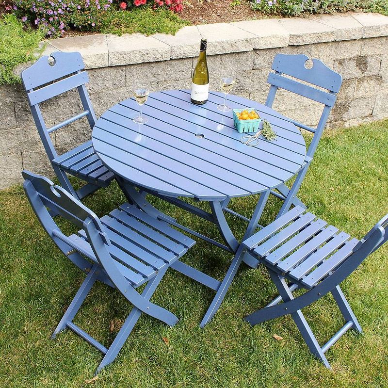 34"  Eucalyptus Indoor Outdoor English Garden Chair Blue - ACHLA Designs