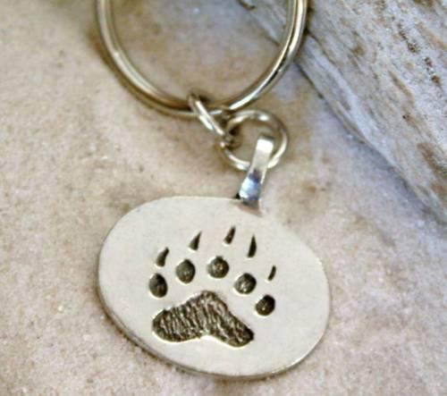 Pewter Bear Claw Paw Gay Pride Lgbt Keychain Key Tag
