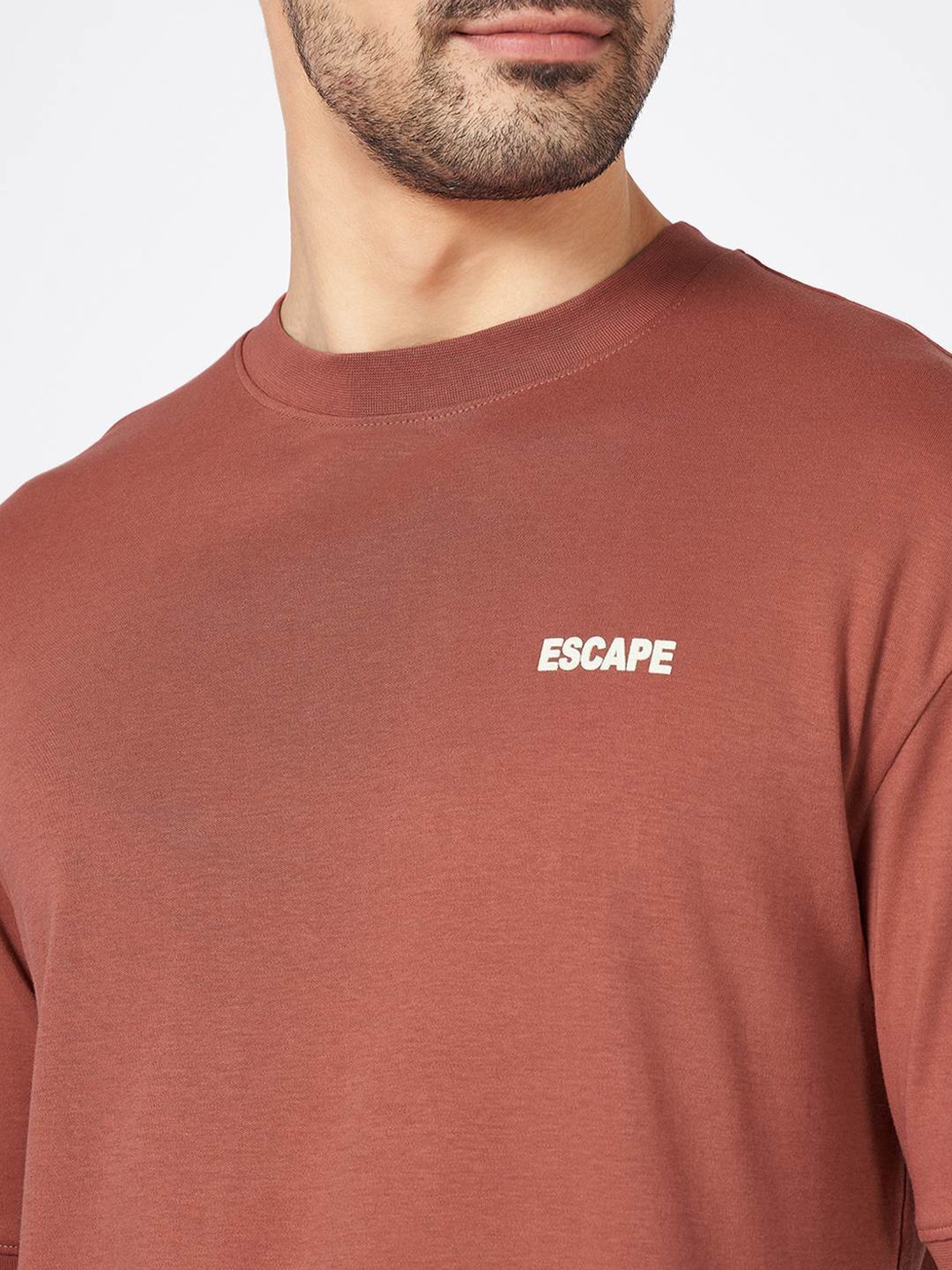 Urban Ranger By Pantaloons Brown Cotton Loose Fit Printed T-Shirt