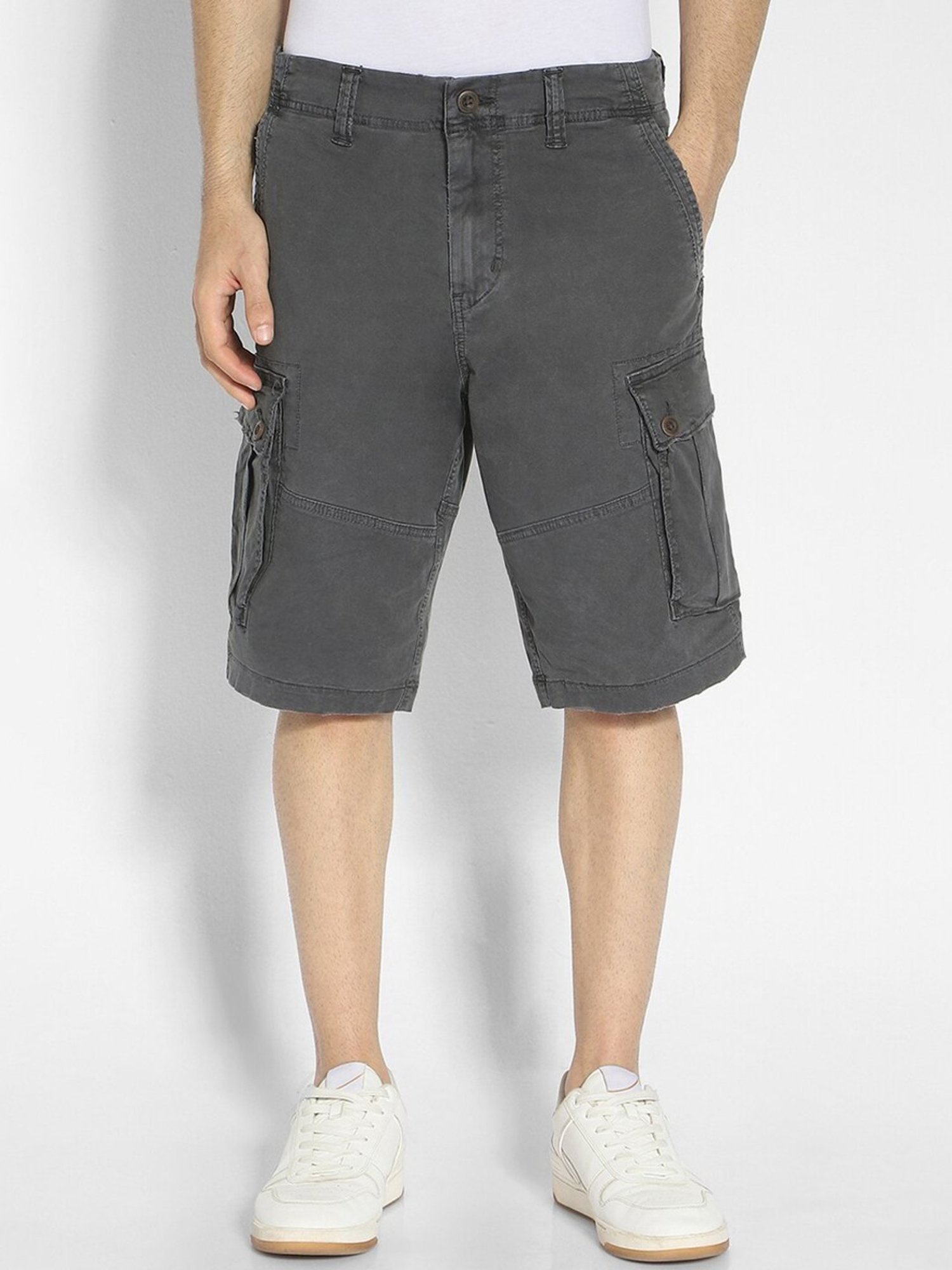 American Eagle Grey Regular Fit Cargo Shorts