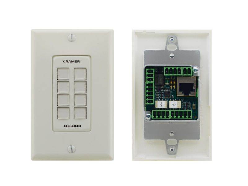 Kramer RC-308/US-D(W) US-D Size 8-Button Control Keypad with White 1-Gang DECORA Design Frame