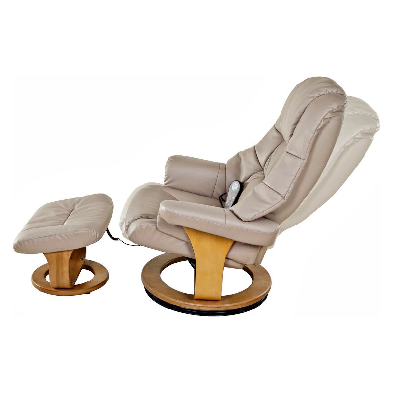 Plush 8 motor massage Leisure Recliner with Ottoman Beige - Relaxzen