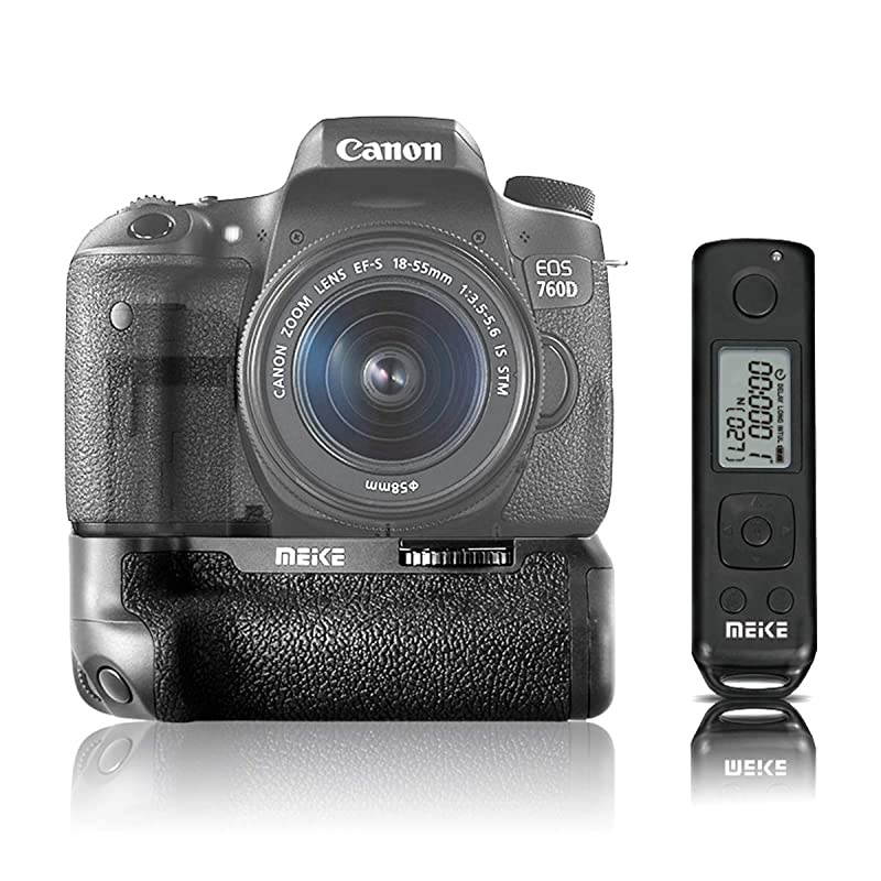MK760D Pro Battery Grip Builtin 24GHZ Remote Controller Up to 100M to Control Shooting VerticalShooting Function for Canon EOS 750D 760D Rebel T6i T6s as BGE18 with Wireless Remote Control