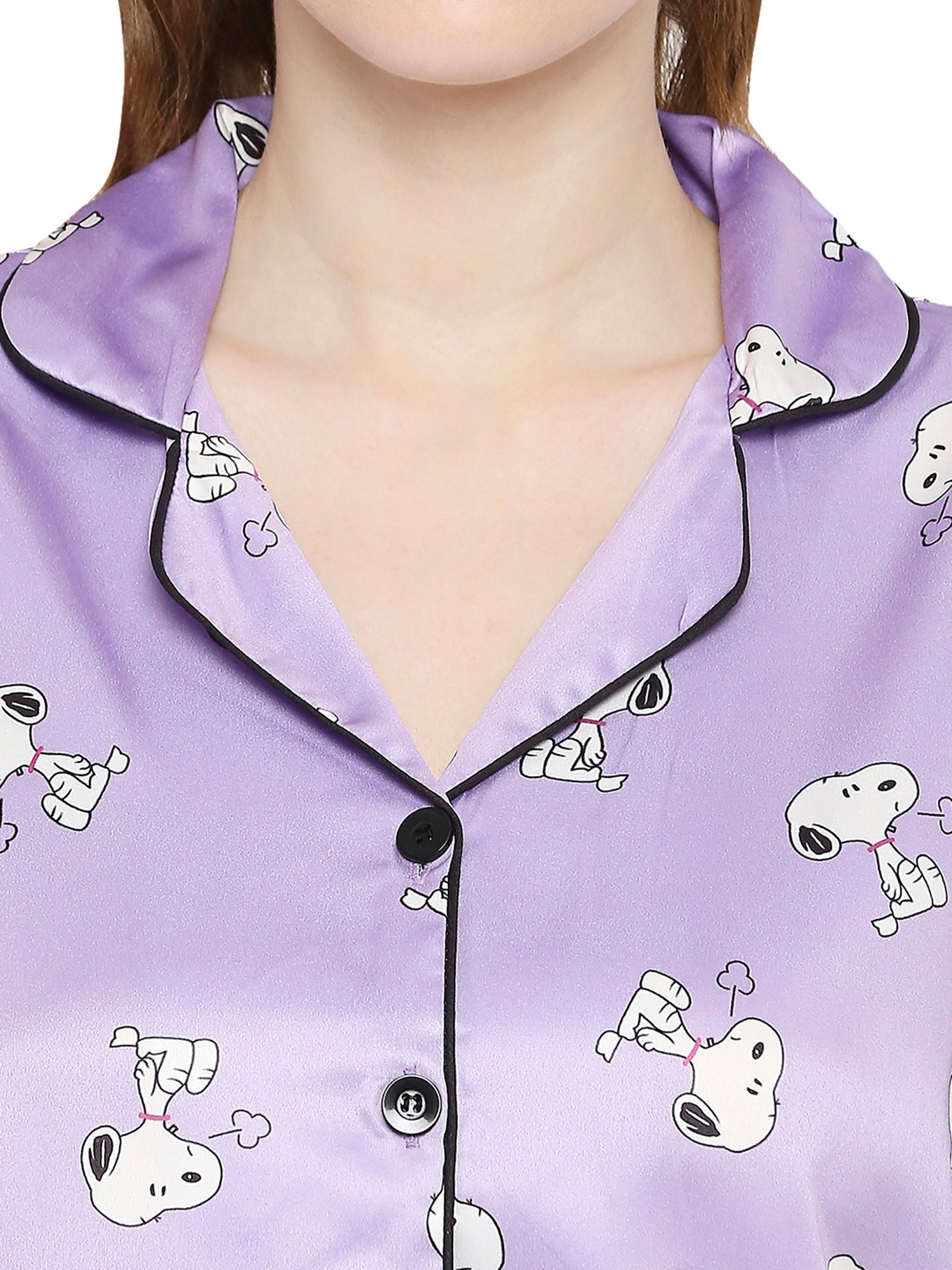 Smarty Pants Lilac Satin Print Shirt With Pyjamas