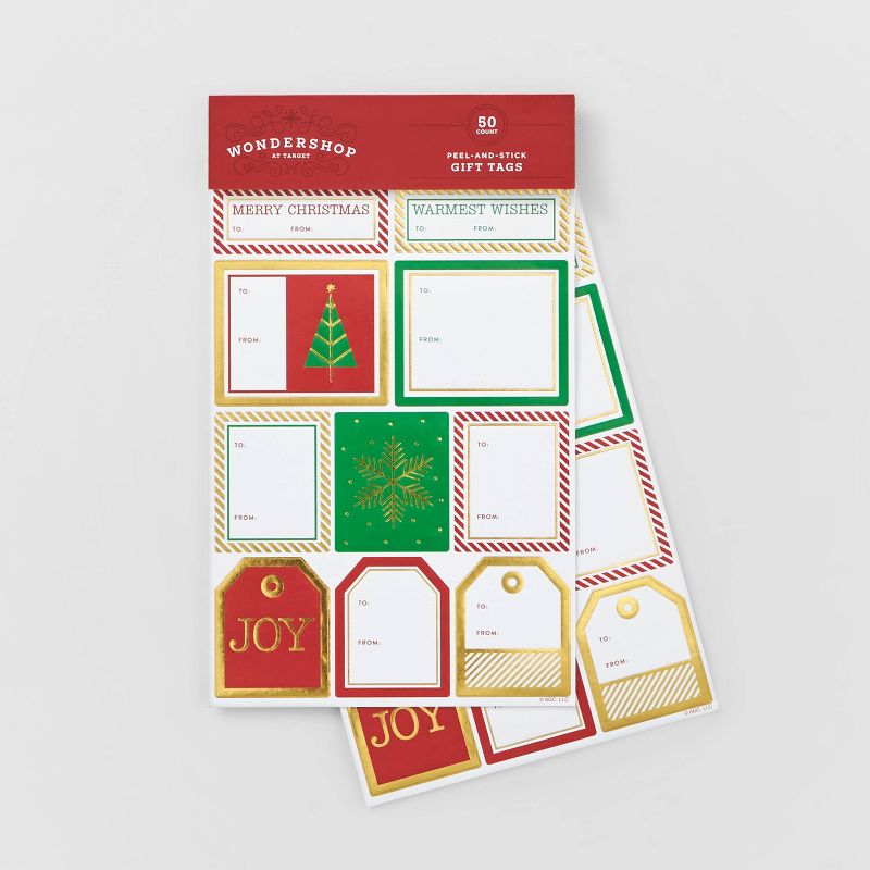 50ct Red & Green Classic Icon Sticker Gift Tags - Wondershop™