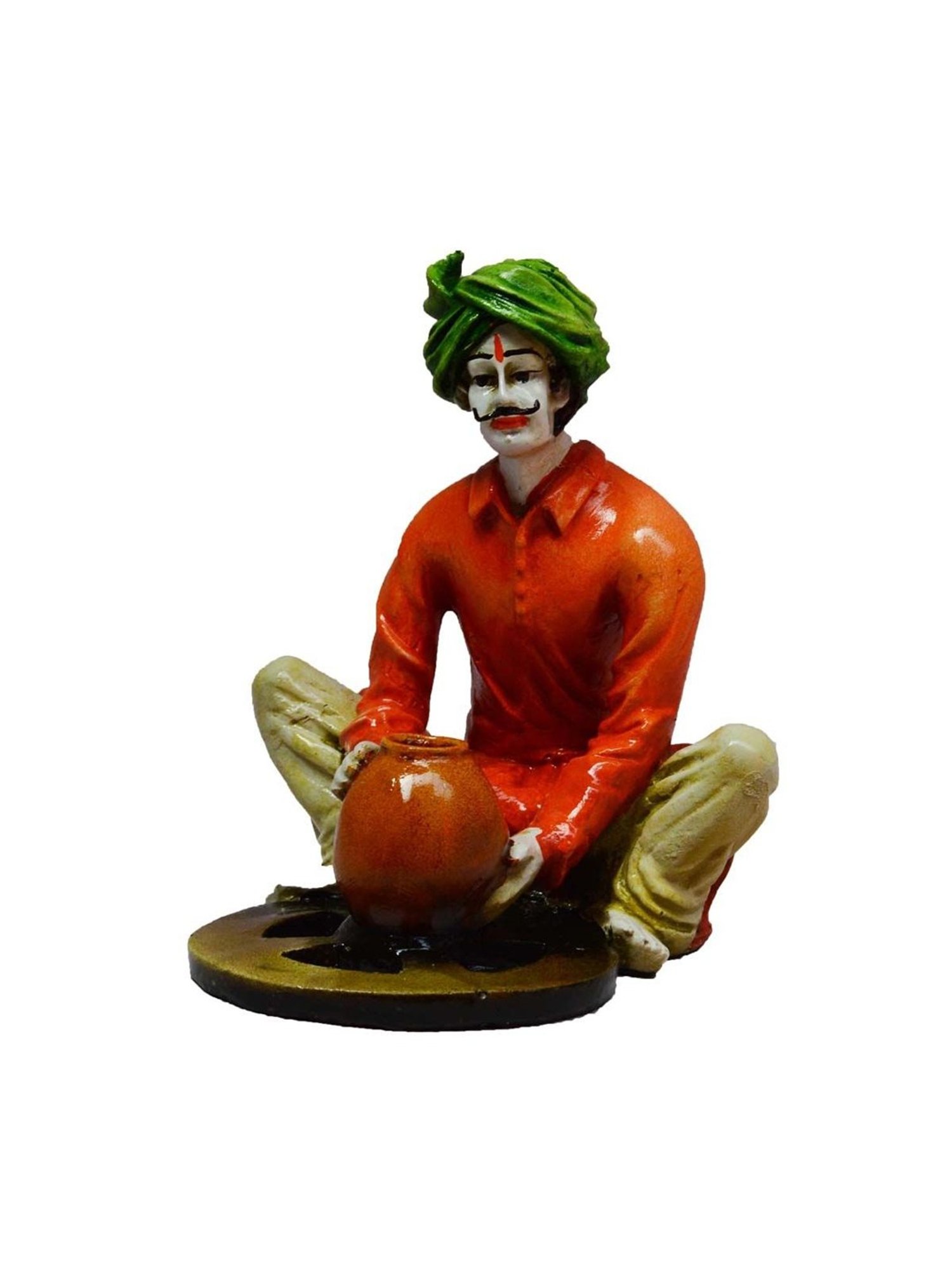 eCraftIndia Rajasthani Craftmen Making Pot Handcrafted Decorative Polyresin Showpiece